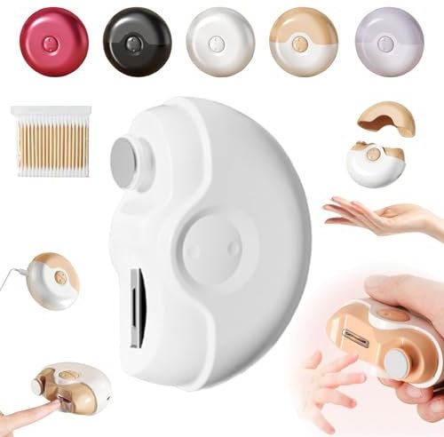 2 in 1 Electric Polishing Automatic Nail Clippers, Electric Nail Clipper, Nail Trimmer Nail Polisher with 2 Speeds and Nail Scraps Storage, Portable USB Rechargeable Electric Nail Trimmer (White)