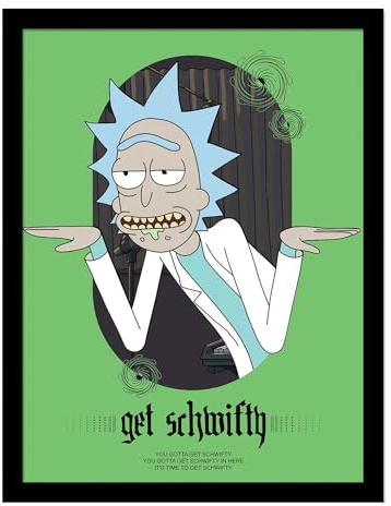 Rick And Morty Classrickal Get Schwifty Gerahmtes Poster, 40 x 30 cm, Grün/Schwarz