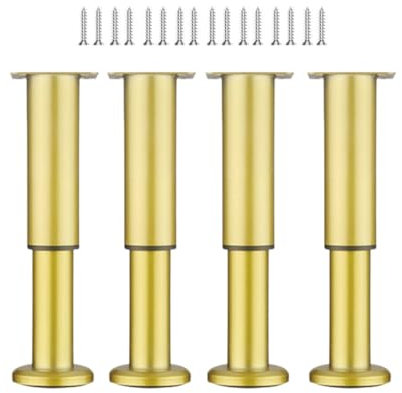 4Pcs Adjustable Furniture Legs 8-12cm, 12-18cm, 18-30cm, 25-42cm Heavy Duty Bed Replacement Support Legs, Replacement Support Leg For Furniture, Sofa, Dresser, Table(Gold,25-42cm)