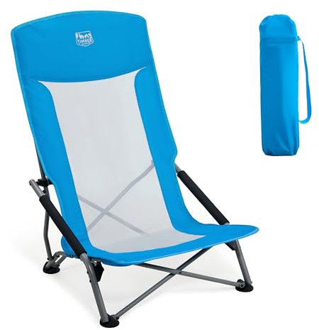 TIMBER RIDGE Silla de Playa Plegable Respaldo Alto Silla de Camping Portátil de Malla Ligera con Bolsa de Transporte