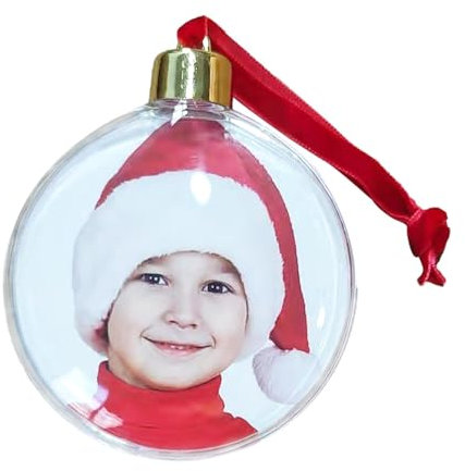 6 Stück Weihnachtskugeln mit Foto, personalisierbar, oval, Kunststoff, transparent, zum Befüllen, Foto-Anhänger für Weihnachtsbaum, Dekoration für Weihnachtsbaum, Party