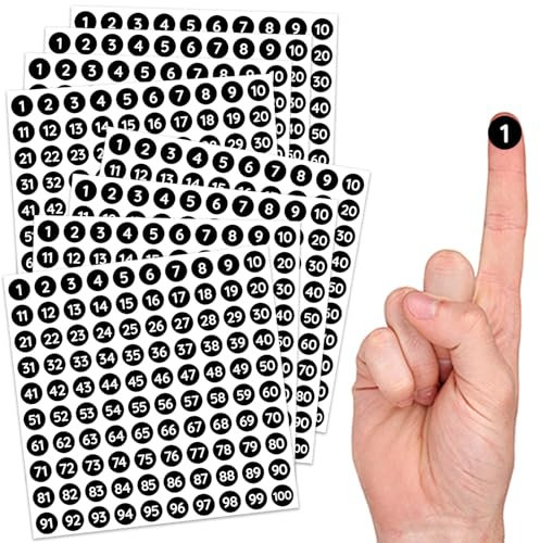 Zahlen Aufkleber Schwarz,Yingtop 30 Blatt 1-100 Zahlen Aufkleber Sticker Klebezahlen,Vinyl Nummernaufkleber,Selbstklebende Runde Nummernaufkleber Zahlenbestands-Aufkleber zum Sortieren von Lagerung