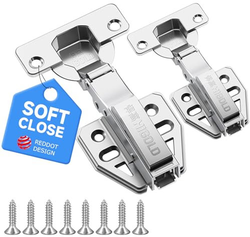 2 Pcs Kitchen Cupboard Hinges,Cabinet Hinges,Soft Close Hinges for Kitchen Cupboards,105 Degree Wardrobe Door Hinges,Full Overlay Mute Kitchen Unit Inset Door Hinges for Bathroom Bedroom Dining Room