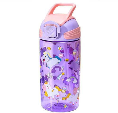 MHwan Borraccia Bambini, 550ml Robusta e Infrangibile, borraccia bambino a Prova di Perdite con Cannuccia, Senza BPA, Bellissima Borracce Bambini Adatta per Viaggi Scolastici, Portatile Borraccia