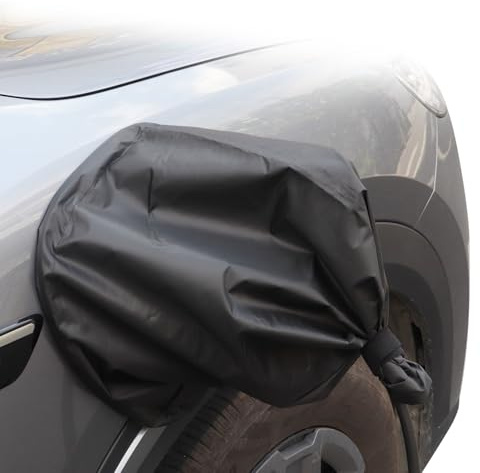 Ladeanschlussabdeckung für Elektroauto,Typ 2 Ladestecker Schutz Magnetische Regenabdeckung für Ladeanschluss, wasserdichte Schutzhülle gegen Schnee & Staub (Schwarz, 45cm)