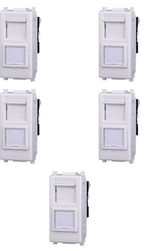 Confezione da 5 prese rete ethernet RJ45 CAT5E, Moduli Bianchi, Compatibile Con Vimar Plana, antenna, ethernet, TV, antenna, USB, schuko, Per Placche originali e compatibili