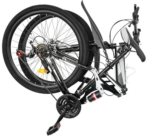 Queeucaer 26 Zoll Faltbares Mountainbike, 21-Gang-Mountainbike für Jugendliche und Erwachsene Für den täglichen Pendelverkehr, Fitness, Offroad-Herausforderungen, Wettkampf