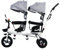 Doppelsitz-Dreirad-Kinderwagen, Anti-Rollover-Tandem-Trike mit Schiebegriff und stoßfesten Gummirädern, 98 cm Länge und 100 cm Höhe, für 2–8 Jahre, Outdoor-Kinder fahren auf Fahrrad, Grau