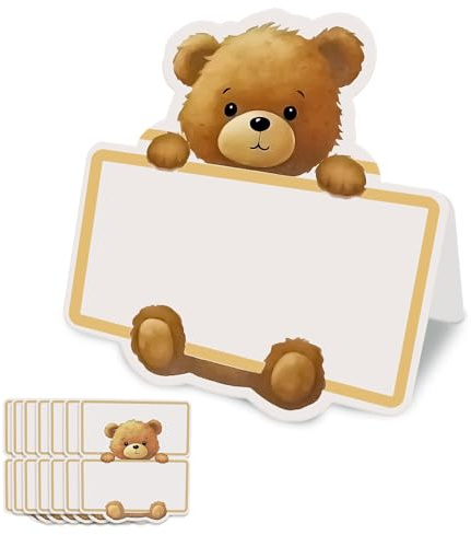 80 Pezzi Segnaposti Cartellini Orsetto Carino per Battesimo,Segnaposto Battesimo Nascita e Compleanno.Segnaposto Compleanno.Biglietti Pieghevoli Decorativi Eventi e Feste Speciali