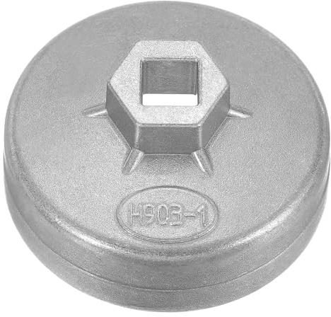sourcing map Oil Filter Cap Wrench 15 Flute 75mm Inner Dia 1/2 Square Drive Aluminum Cup Type Drive Metric Oil Filter Socket Removal Tool for Engine Conduit Fittings