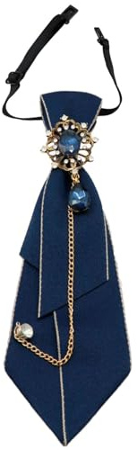 Muorruo Adjustable Tie for Ladies, Vintage Ladies' Tie with Crystal, Pre-tied Tie for Women and Girls, Suitable for Parties, School, Work and Casual, Blue