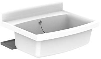 SANIT maxi Wandausgussbecken granit (Ausgussbecken aus schlagfesten Kunststoff, Breite 70 cm, Fassungsvermögen 33 l, mit Überlauf, Ablaufventil G1 1/2, Stopfen mit Kette) 60.007.B6..0099