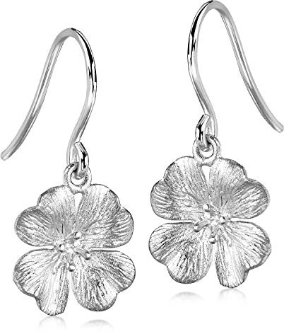 MATERIA 925 Silber Ohrhänger lang mit Kleeblatt Motiv - Damen Blumen Ohrringe Blatt silber hochglanz inkl. Schmuckbox #SO-115