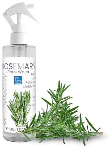 Eau Florale Hydrolat de Romarin 100% Pure ● Lotion Peaux Grasse et Imperfections, Après Rasage ● Spray Cheveux Anti Chute, Parfum d'ambiance ● Eau aromatique boissons 200 ml