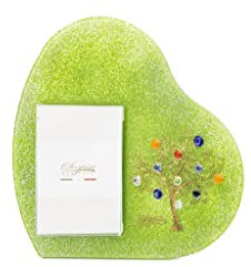 Sospiri Venezia Portafoto Vetro Murano Cornice a Cuore Decorazione Albero della Vita con Murrine Supporto da Scrivania o Tavolo Foto 7x10 cm Idea Regalo Made Italy (19x19 cm)