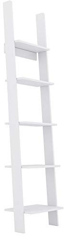 GLmeble - Scaffale a scala a 5 livelli, scaffale da parete per libri, un ottimo oggetto decorativo e uno spazio funzionale (bianco, 45 cm) (45)