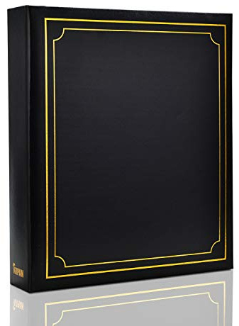Arpan A4 Zertifikat 3-Ringbuch Einsteckbuch 100 Taschen gepolstert Fotoalbum Organizer (schwarz)