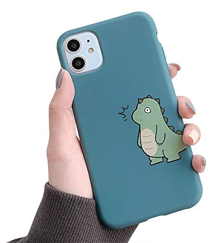 Hadwii Case for iPhone 11 Pro Max Soft Case, Couples Case Dinosaur Slim Liquid Rubber Silicone Cover Protection Bumper Shockproof Case for iPhone 11 Pro Max-Blue