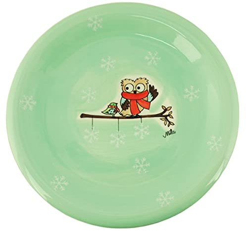 Mila Keramik-Teller Hallo Winter-Eule | MI-84239 | 4045303842397, Türkis/Bunt