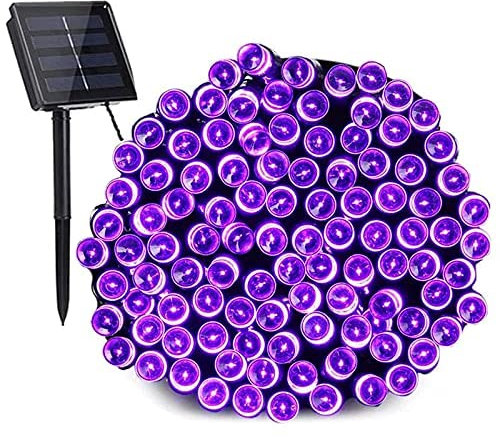 PhilzOps Solar Halloween Lichterkette Aussen, 22M 200 LED Violett Weihnachtsdeko Lichterkette 8 Modi Wasserdicht Solar Beleuchtung für Partys Garten Balkon Terrasse Tor Bäume Terrasse Hochzeiten Deko