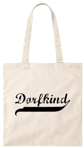 Huuraa Jutebeutel Dorfkind Vintage Geschenk | Baumwollbeutel 10 Liter Stoffbeutel Beutel aus Baumwolle Tasche Geschenkidee Einkaufstasche Langen Henkel