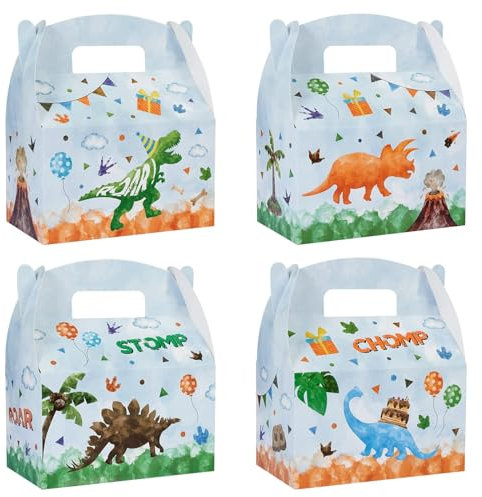 WERNNSAI Dinosaur Party Treat Boxes - Watercolor Dinosaur Party Supplies 12 Pack Dinosaur Birthday Party Favor Goodie Gift Boxes for Boys Kids Birthday Party Supplies