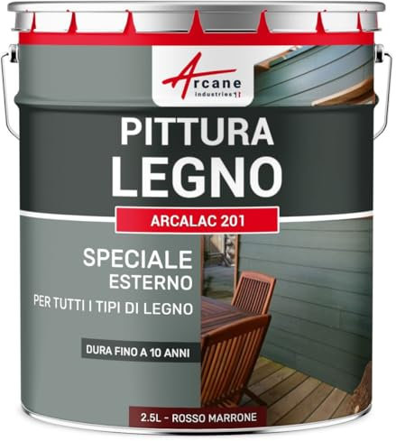 Peinture Bois Extérieur - Peinture portails, bardage, abri et mobilier de jardin... : ARCALAQUE 201-2.5 L Rouge basque - Proche RAL 3011 - ARCANE INDUSTRIES