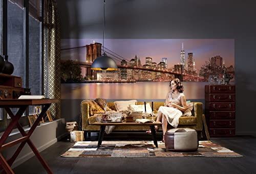 Komar Vlies Fototapete - Brooklyn Nights - Größe 368 x 124 cm, 4 Teile inklusive Kleister - Tapete, Wohnzimmer, Schlafzimmer