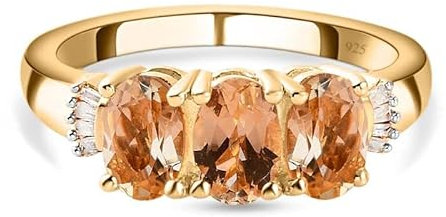 SHOP LC 1.57 ct Oval Imperial Topas und weißer Diamant Ring für Frauen in Gelbgold plattiert 925 Sterling Silber, Größe 16