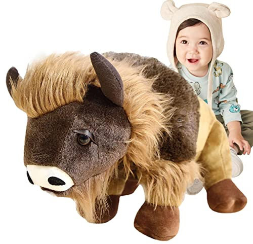 Tumotsit Bison Kuscheltiere - Bull Soft Pillow Doll Plüschtiere für Kinder,Weiches Büffel-Umarmungskissen für Jungen und Mädchen, Kinderpuppen-Spielzeug-Schlafkissen