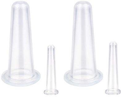 Ericotry 4-teiliges transparentes Silikon-Massage-Set für Augen und Gesicht, Vakuum-Massagebecher, Schröpftherapie-Set für Hals, Gesicht, Körper, Massage, Saugnäpfe