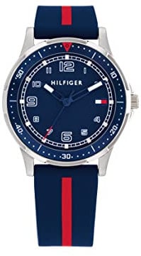 Tommy Hilfiger Montre à Mouvement à Quartz Trois Aiguilles pour la Jeunesse avec Bracelet en Silicone Bleu Marin - 1720036