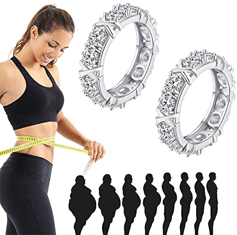 Pnedeodm 2/4Pcs Magnetic Zircon Shaping Cross Full Moissanite Diamond Ring, Magnetic Zircon Shaping Ring, Sterling Silver X Criss Cross Ring, Engagement Wedding Bands (Silver-2,6)