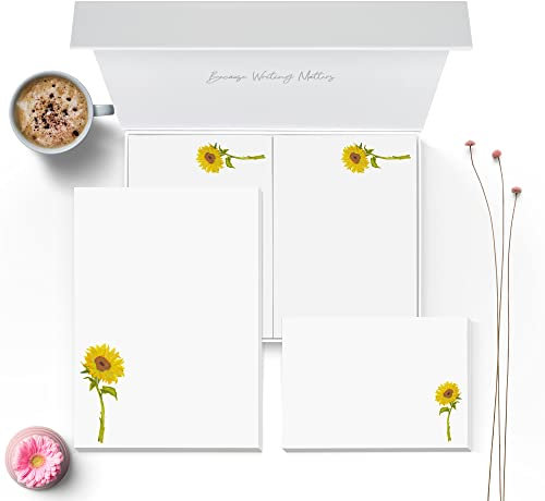 Me Loovely Sunflower Letter Writing Paper and Envelopes Set Floral Writing Stationery Supplies | Christmas Gifts (20 Letters, & 20 Envelopes with Gift Box)