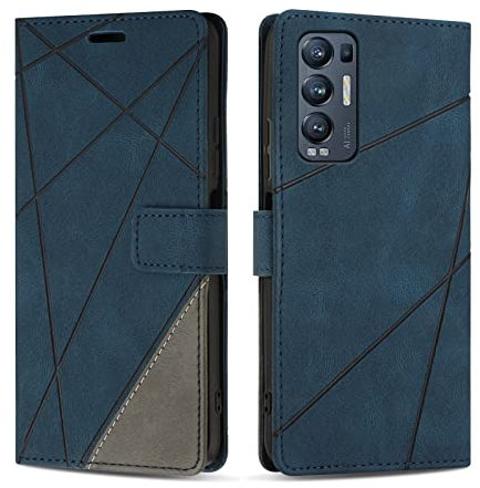 SONWO Coque pour Oppo Find X3 Neo 5G, Protection Housse Etui en Cuir PU Portefeuille Livre pour Oppo Find X3 Neo 5G, Emplacements Cartes, Fonction Support, Bleu