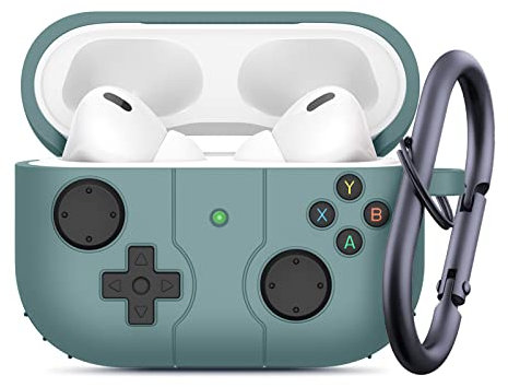 Magiho Airpods Pro 2 Hülle | Gamepad Appearance Design Airpods Pro Hülle – Front-LED Sichtbar – Silikon-Schutzhülle für Airpods Pro (2019) und Airpods Pro 2, Kratzfest, Stoßdämpfend (Kieferngrün)