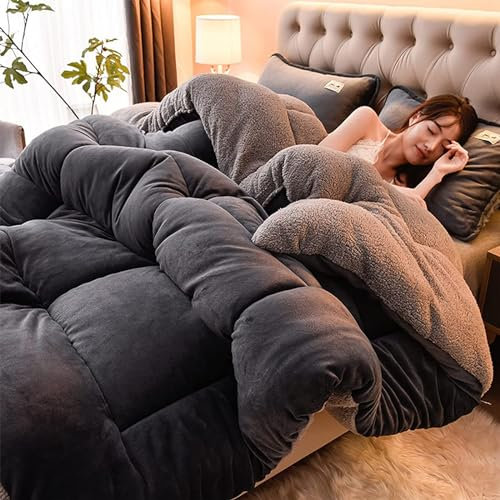 TUCVZVO Bettdecke,Winter Steppdecke Dicker Lamm-Kaschmir,Flauschige Steppdecken Für Allergiker Duvet, Verdicken Sie Lamm Kaschmir Decke Weiche Warme Bettdecke,200x230cm(3kg)