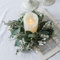 2 Pack Artificial Eucalyptus Leaves Wreaths Candle Rings Wreaths 25CM Small Boho Wreath Pillar Candle Holder for Wedding Home Door Tabletop Decoration (Green-2pcs)