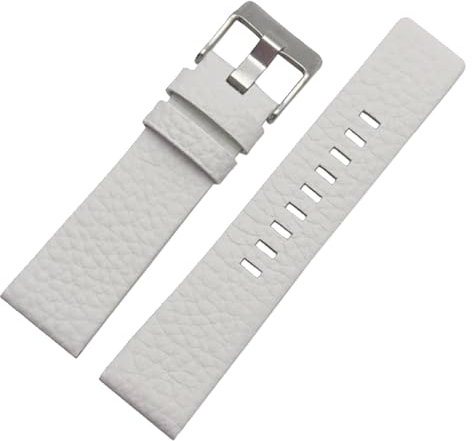 KONGNY Uhrenarmband aus echtem Leder, 22mm, 24mm, 26mm, 28mm, 30mm, B White-Silver, 32mm