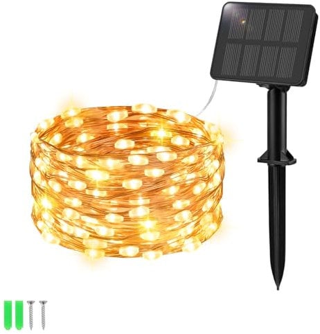 Etopgo Solar String Lights Outdoor Garden, 5M50LED Solar Powered Fairy Lights Waterproof,8 Modes Copper Wire Solar Decoration Lights for Tree,Patio, Garden,Yard,Home,Wedding,Party