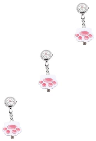 SAFIGLE 3stücke Katzenpfote Leuchtende Taschenuhr Für Krankenschwestern Elektronische Clip-Uhr Praktische Pflegeuhr Für Ärzte Und Pflegekräfte Assorted Farben