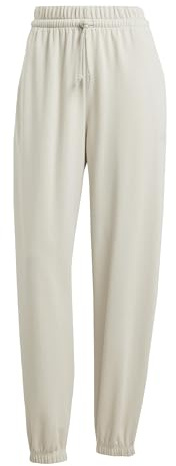 adidas Women's Essentials SMALL Logo French Terry Cuffed Pants, Wonder Alumina/White, XL Tall