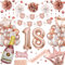 18th Birthday Decorations for Girls, Unique Glitter Circle Dot Hanging, Rose Gold Balloons, Paper Pom Poms, 18th Birthday Banner, Rose Gold Party Decorations, Number 18 Balloons for Party