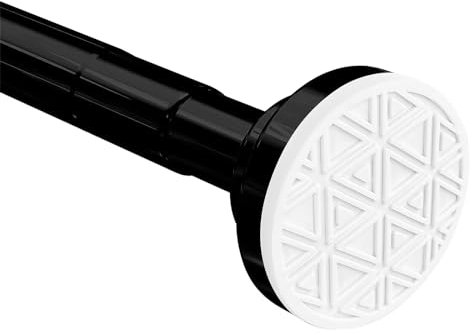 Foeska Barre télescopique Tringle de Rideau de Douche sans perçage en Acier Inoxydable Tringle Extensible par Rotation (Noir, 48-200cm)