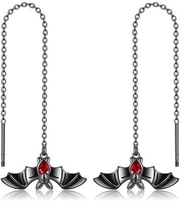 Fledermaus Ohrringe 925 Sterling Silber Schwarze Fledermaus Fädel Ohrringe Goth Ohrhänger Gothic Schmuck für Frauen