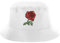 Purple Print House Embroidered English Rose Bucket Hat Unisex England Rugby Football Country Him Her Recycled Hat, L, White