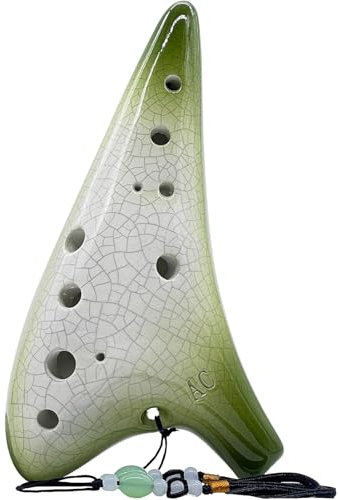 Zetong Legend of Zelda - Ocarina contralto a 12 fori, in Do con libro di testo e custodia protettiva, perfetta per principianti e prestazioni professionali (verde sfumato con crepe)