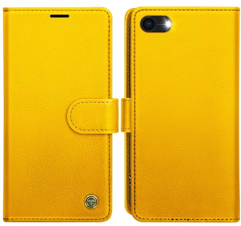 AIMOYU for iPhone SE 2020/2022 Case, iPhone 7/8 Case, Flip Wallet Leather Phone Case with [4 Card Slots] [RFID Blocking] Magnetic Protective Shockproof Cover for iPhone SE/ 7/8 Case - Orange