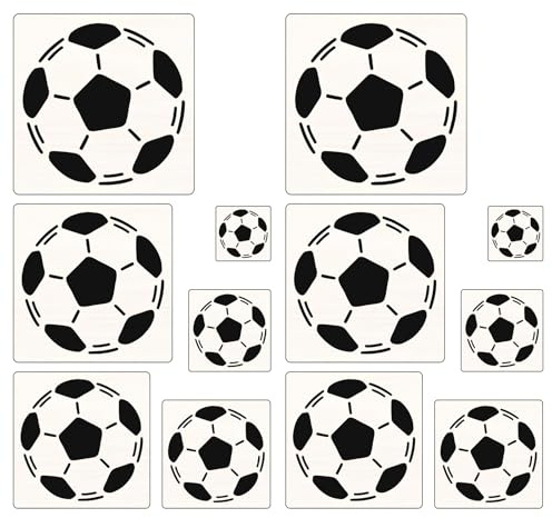 12 Stück Fußball Art Schablonen Wiederverwendbar Fußball Schablone Waschbar Kunststoff Fußball Zeichnungs Malschablonen Quadratische Fußball Sport Zeichenschablonen Für Holz Leinwand Papier Stoff Wand