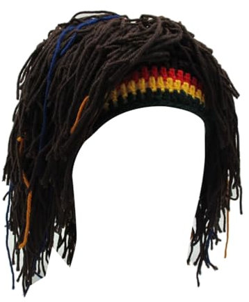 Fcnjsao Lustige Strickmütze Mütze Bartmütze Warme Wintermütze Rastas Perücken Mütze Mit Dreadlocks Für Frauen
